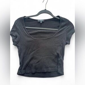 The Range Black Ribbed Crop Top